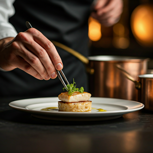 A chef plating a dish at Sapore